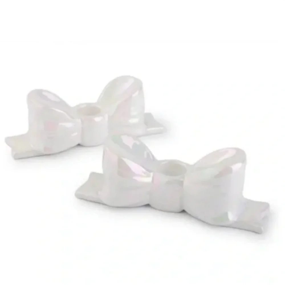 Holo Bow Classy Girly Chic Coquette Hippie Art Artsy Party Gift Candle Holder